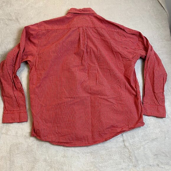 Eddie Bauer Mens Shirt L Red & White Plaid Long Sleeve Button-Up 100% Cotton - Picture 9 of 9
